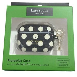 Kate Spade Black and Cream Polka Dot AirPods Pro Case (NWT)